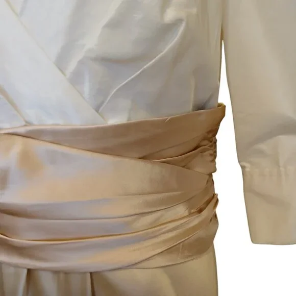 Calvin Klein white and beige 100% silk gown size 8 - Picture 3 of 9